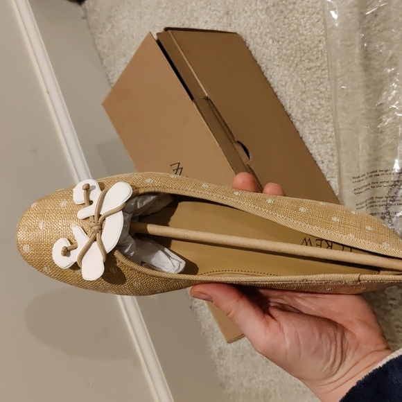 New!J.Crew Woven Polka Dot Ballet Raffia Flats 8 - Picture 4 of 7